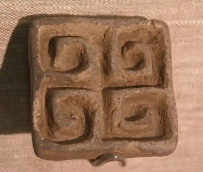 Ancient settlements of Kakheti, square stamp, swastika-like